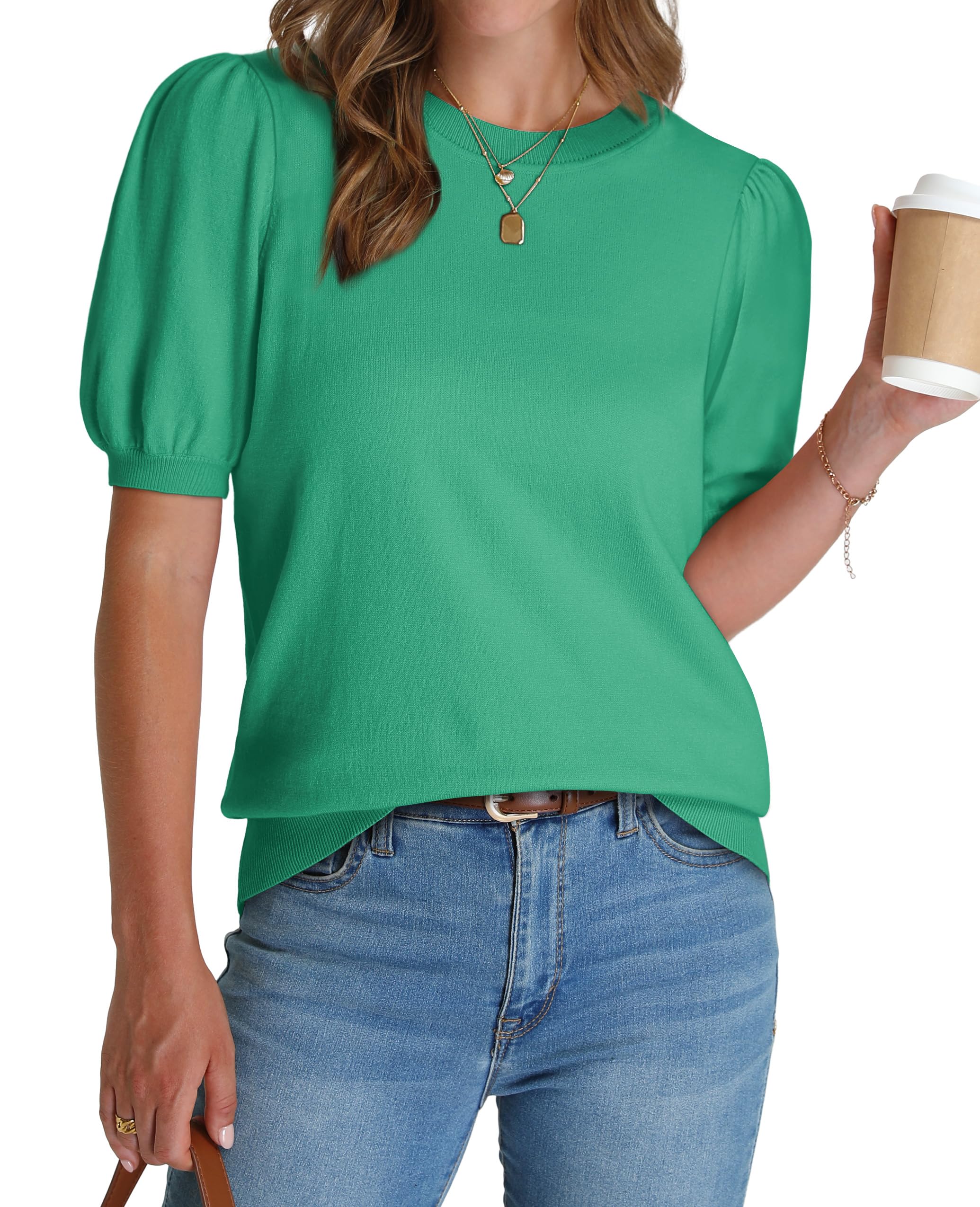 Green Sweater Tops for Women Trendy Spring Summer