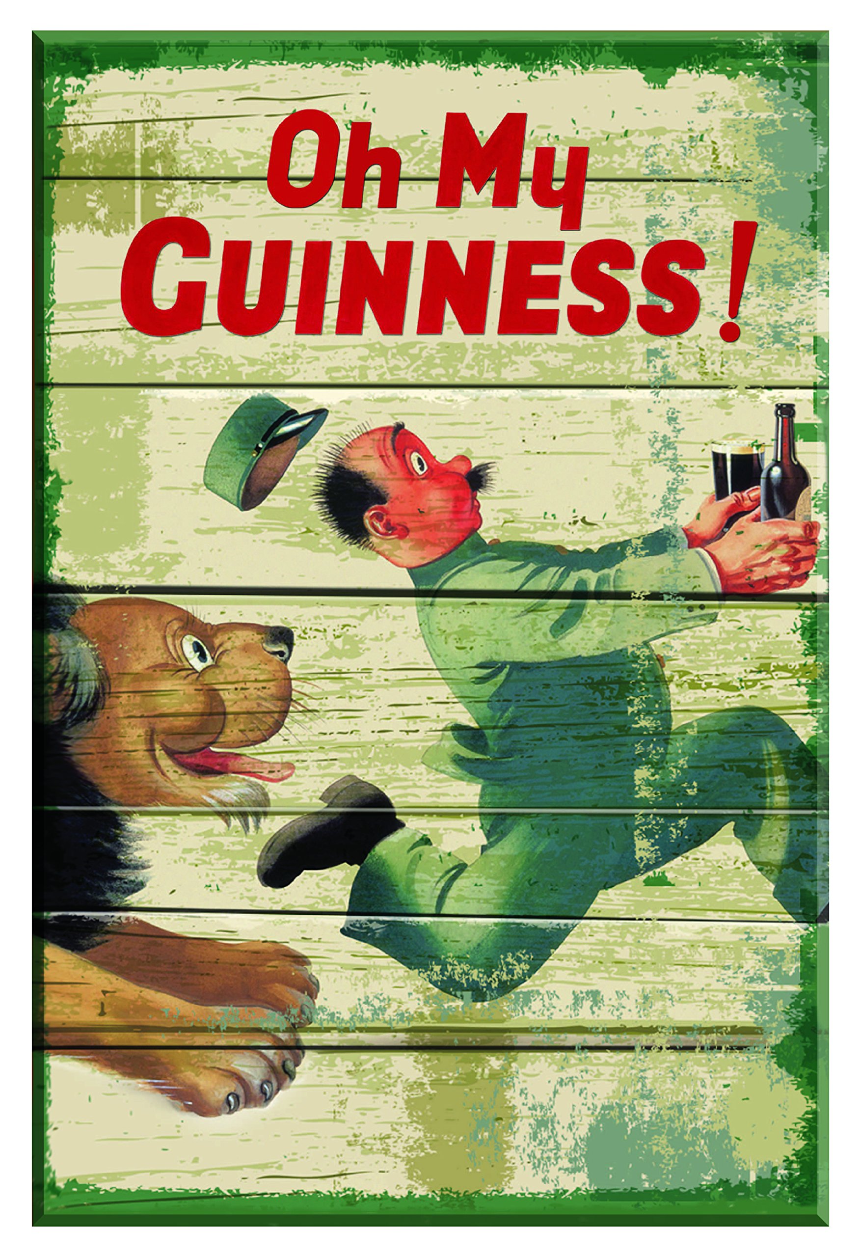 Nostalgic Guinness Wooden Sign with Zoo keeper & Lion & Oh My Goodness Text