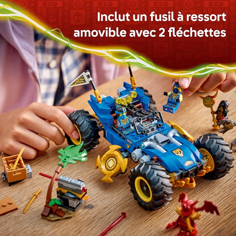 Ninjago 2-en-1 La Voiture Transformable de Jay - Camion Ninja avec 5 Minifigurines Dont Kai & NYA - Shurikens & Sabres - Cadeau d'anniversaire pour Garçon dès 8 Ans & Fans 71856