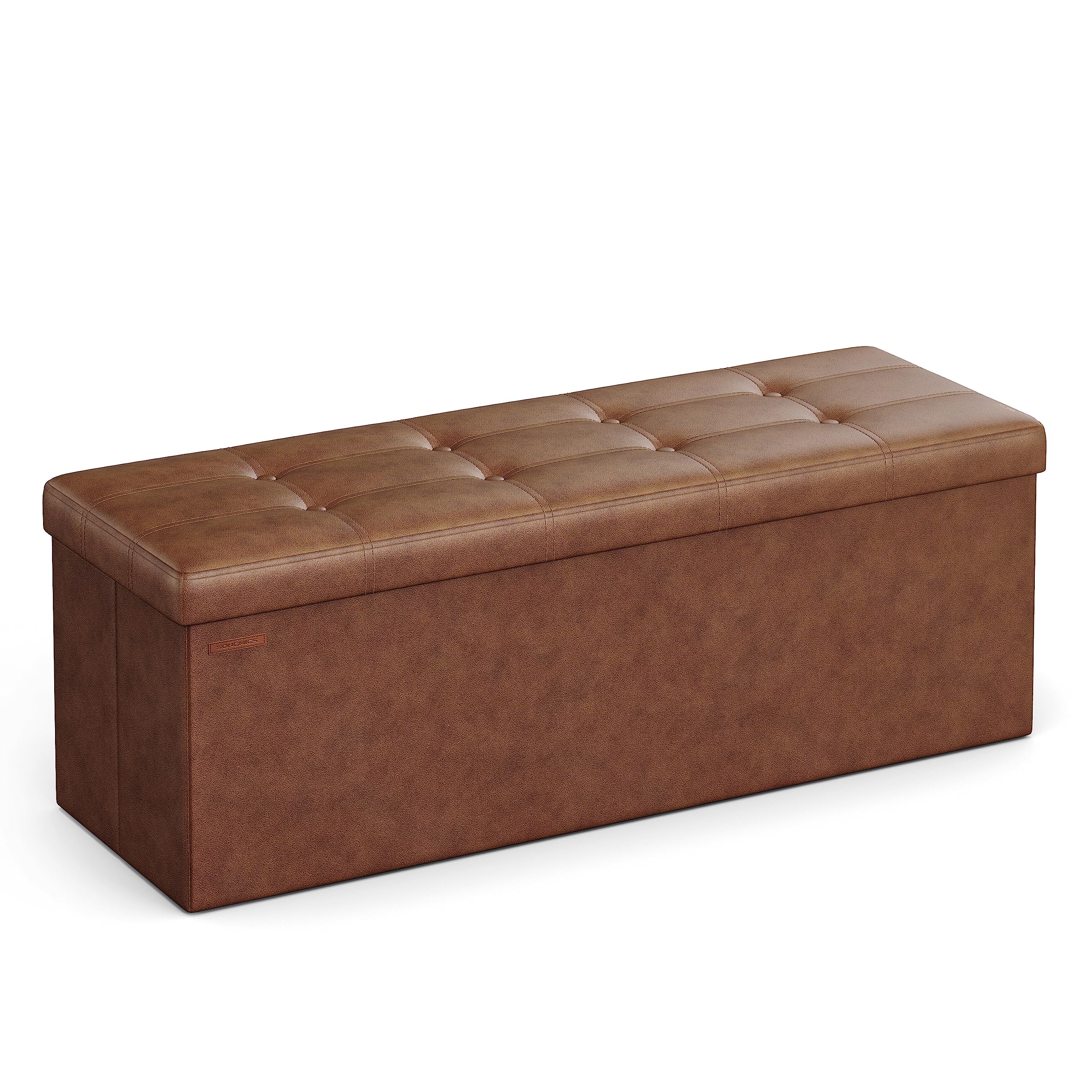 Photo 1 of ***TOP ONLY***SONGMICS Mazie Collection - 43 Inches Folding Storage Ottoman Bench, Ottoman with Storage, Foot Rest Stool, Load 660 lb, Living Room, Bedroom, Entryway, Synthetic Leather, Coffee Brown ULSF070K01