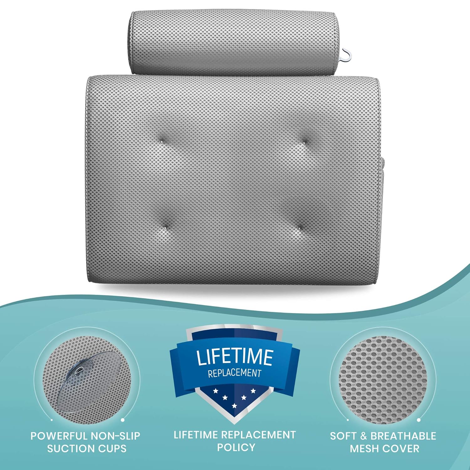 Everlasting Comfort Bathtub Bath Pillow - Spa Pillow with Back and Headrest Cushion - Hot Tub Pillow - Neck and Head Rest Support for Bath or Shower - Bath Stuff Accessories : Beauty
