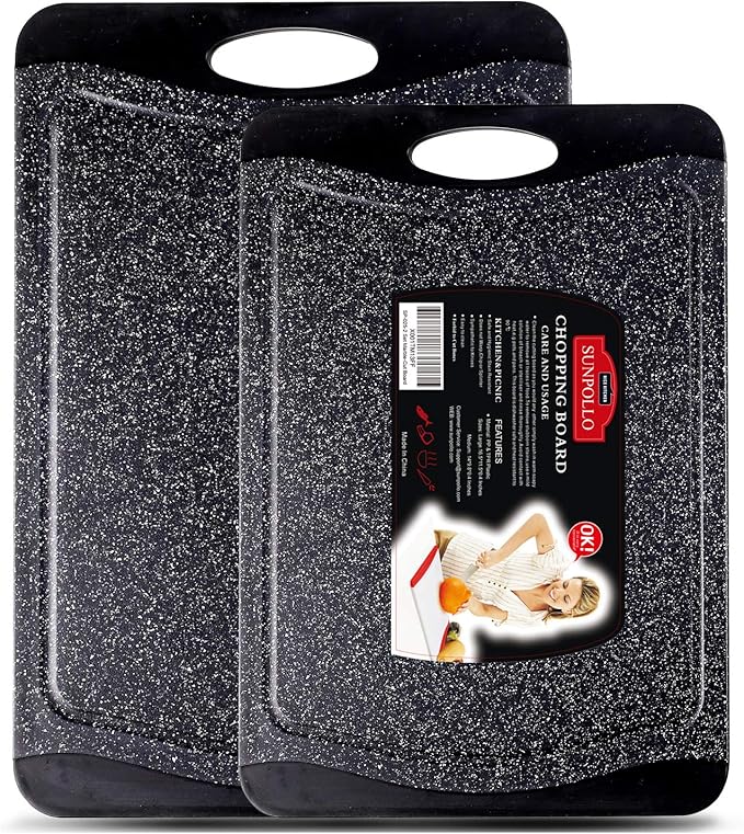 Kitchen Plastic Cutting Board Set (2Piece Set), Reversible