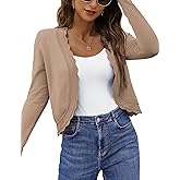 OmicGot Women's Long Sleeve Cardigan Sweaters Open Front Cropped Bolero Shrugs for Dresses S-XL