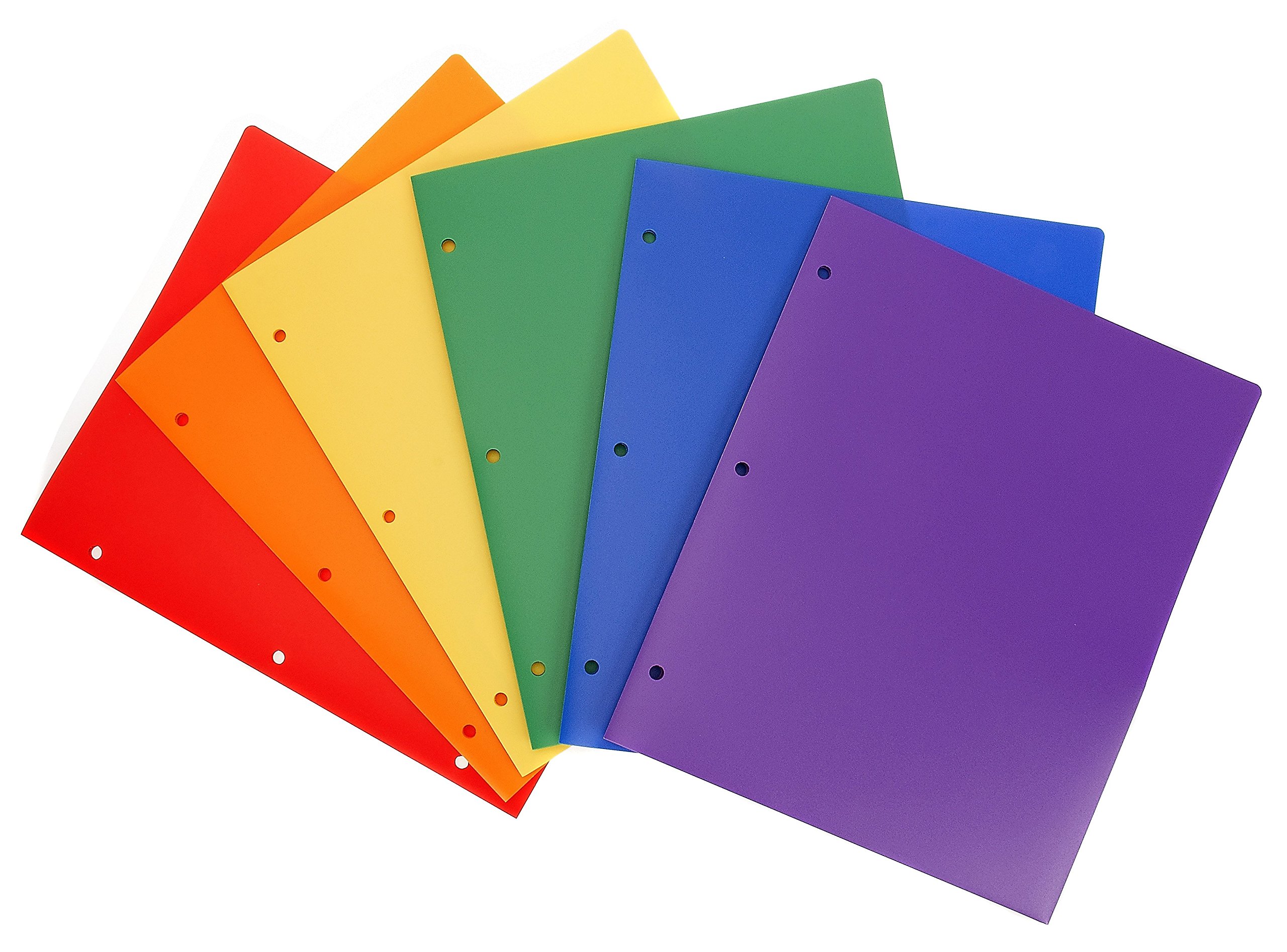 Heavy Duty Plastic 2 Pocket Folder Hole Punched - Assorted Colors Pack Of 6 35 91Rqn%2BXez4L