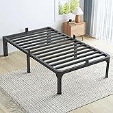 Superay Twin Bed Frame with Mattress Slide Stopper, 14 Inch Metal Platform Bed Frame, Heavy Duty Tall Bed Frame No Box Spring Needed with Large Storage Space, Easy Assembly, Noise Free