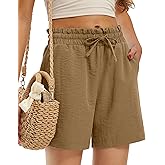 Libin Shorts for Women Linen Shorts High Waisted Lightweight Drawstring Casual Summer Beach Vacation Outfit