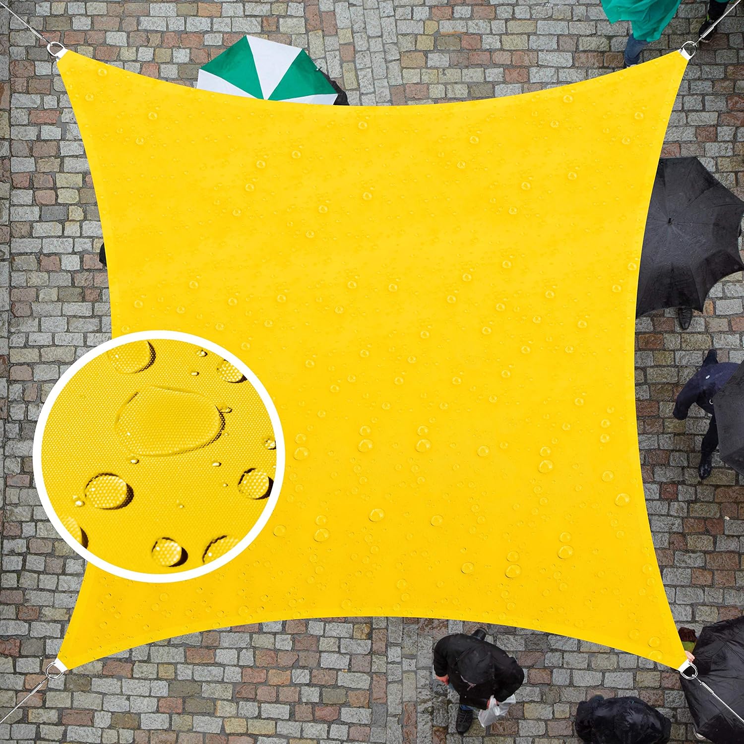 ColourTree TAPS9.5 Square Waterproof Sun Shade Sail Canopy Awning Shelter Fabric, 95% UV Blockage UV & Water Resistant Outdoor Patio Garden Carport (We Make Custom Size) (9.5' x 9.5', Yellow)