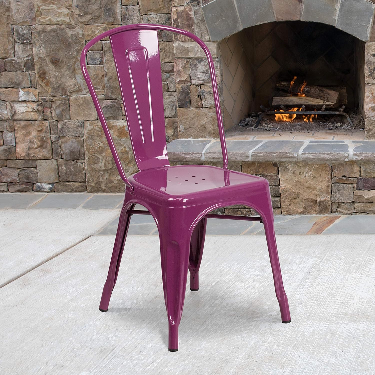 Flash Furniture Commercial Grade Purple Metal Indoor-Outdoor Stackable Chair : Garden & Outdoor