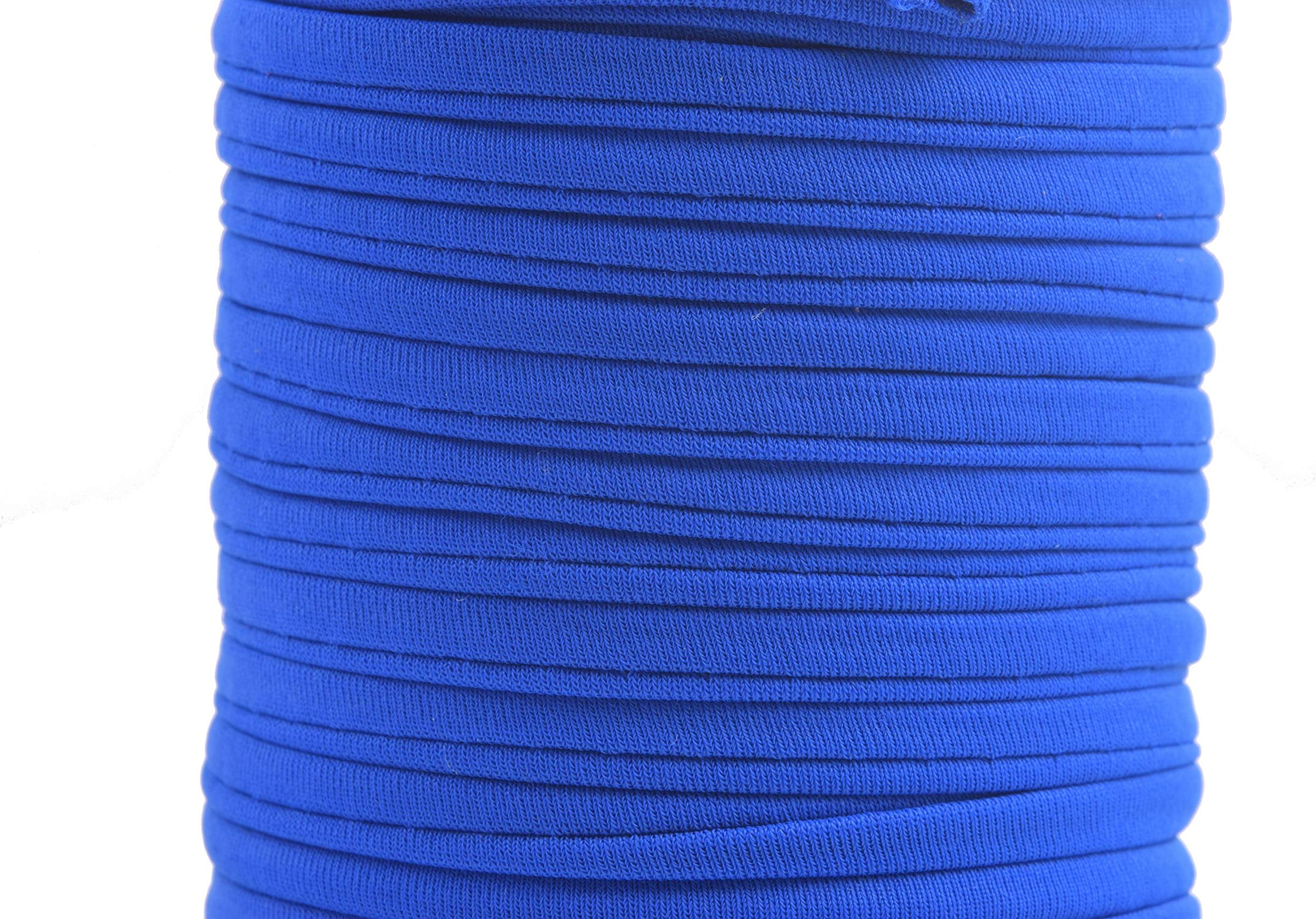 KONMAY 1 Roll 20 Yards 5.0mm Flat Skinny Elastic Cord Stitched Stretchy Spandex Cord (Royal Blue)