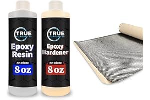 TRUE COMPOSITES Carbon Fiber Sheet & Epoxy Resin Kit (36" x 14" + 16oz of Epoxy) 2x2 Twill, 3K, 5.7 oz. - Carbon Fiber Fabric, Carbon Fiber Repair Kit, Kit de Lámina de Fibra de Carbono y Resina Epoxi