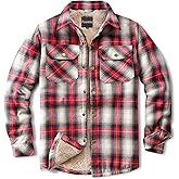 Puwasa Men's Sherpa Lined Cotton Flannel Shirt Jacket Plaid Button Up Jacket Coat for Men with Pocket