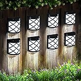 GIGALUMI 8 Pack Solar Fence Light Cold White Porch Solar Powered Decor Outdoor Waterproof Wall Fence Lights for Garden, Yard, Patio, Front Door, Garage