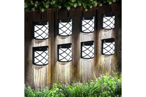 GIGALUMI 8 Pack Solar Fence Lights, Solar Deck Lights, Waterproof Auto Decorative Outdoor Solar Wall Lights for Deck, Patio, Stairs, Yard, Path and Driveway (Cold White)