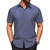 COOFANDY Mens Wrinkle Free Dress Shirt Polka Dot Short Sleeve Button Down Business Casual Shirts