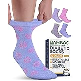 Pembrook Ankle Diabetic Socks for Women & Men - 4 Pairs Sun Pack (Pink, Gray, Purple, Blue), Moisture-Wicking, Wide Top, Quarter Non Binding Socks