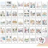 97 DECOR Vintage Travel Decor Posters - World Travel Wall Art Prints, Retro Popular Cities Photo Collage Kit, Trendy City Landscape Aesthetic Pictures for Teen Dorm Bedroom Decorations (40 Pcs, 4