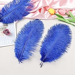 THARAHT Blue Ostrich Feathers 24pcs Natural Bulk