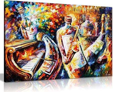 Bottle Jazz By Leonid Afremov Canvas Wall Art Picture Print For