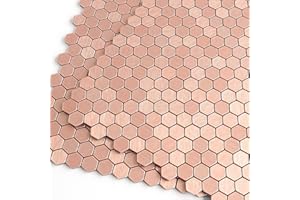 M MOFIT Peel and Stick Backsplash Rose Gold Tiles,Stick-on Metal Stainless Steel Mosaic Tiles for Kitchen Backsplash Behind S
