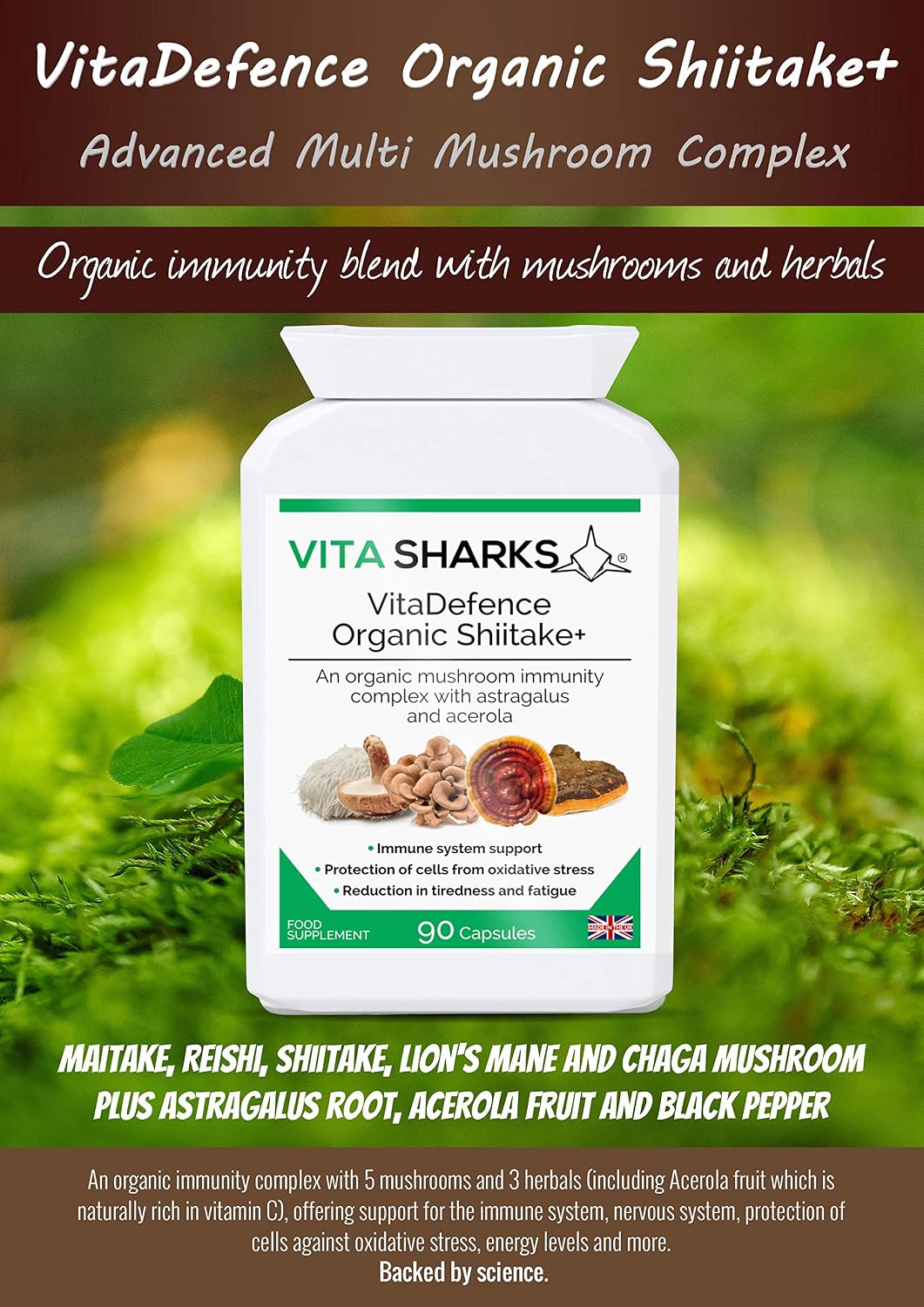 VitaDefence High Strength Vegan Mushroom+ Complex, 90 count (Pack of 1) - Image 5