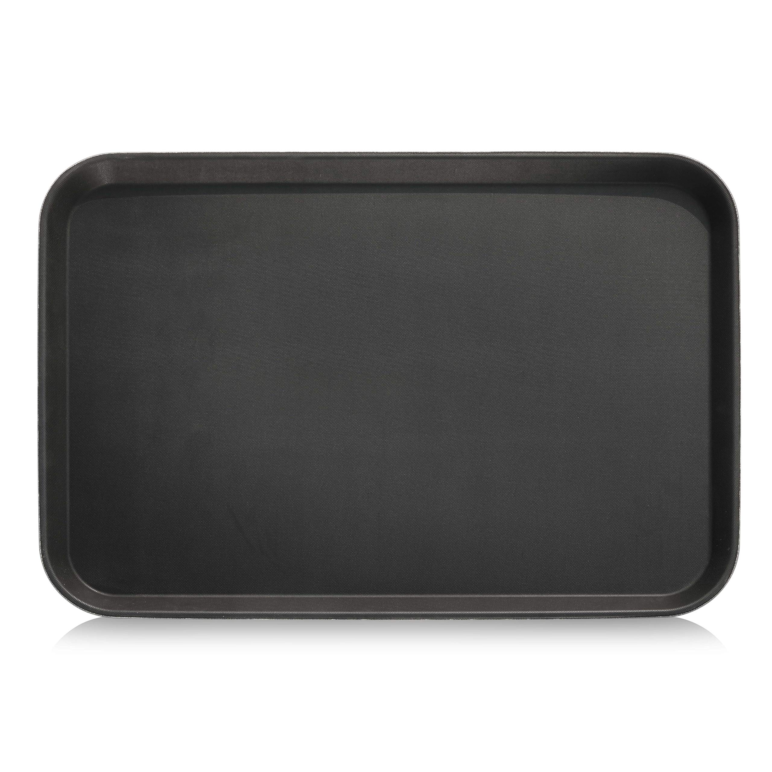 New Star Foodservice 25392 Non-Slip Tray, Plastic, Rubber Lined, Rectangular, 18 x 26 inch, Black