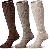 Eocom Unisex Merino Wool Ski Socks Thermal Warm Winter Thick Knee High Long Snowboarding Boot Socks for Women Men 3 Pairs