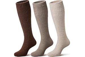 Eocom Unisex Merino Wool Ski Socks Thermal Warm Winter Thick Knee High Long Snowboarding Boot Socks for Women Men 3 Pairs