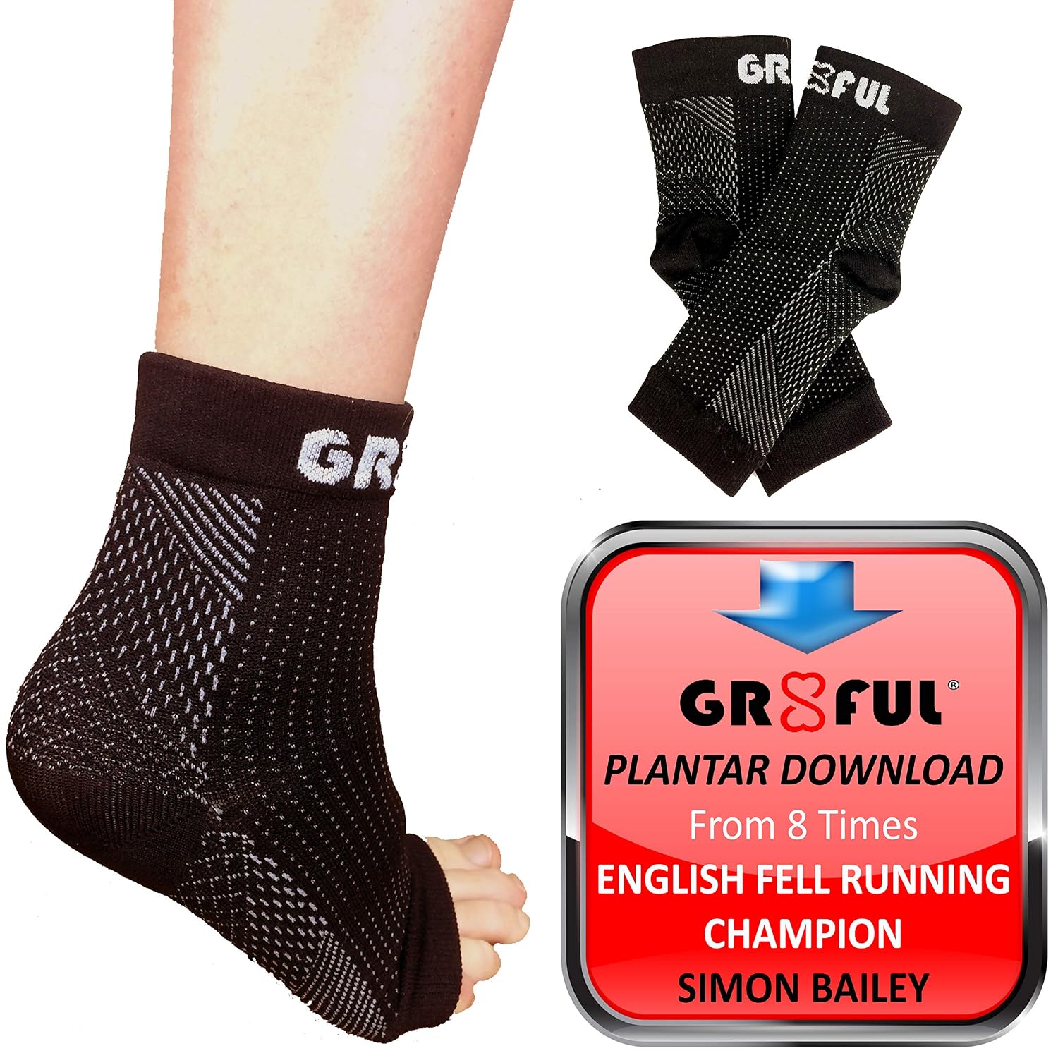 gr8ful® Plantar Fasciitis Socks & Support Sleeves for Men & Women, Compression Foot & Arch Support for Heel Pain Achilles