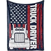 InnoBeta Truck Driver Gifts Throw Blanket - Flannel Blankets for Trucker - Christmas, Birthday - 50" x 65", Flag