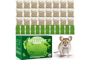 REGUOA 24 Pack Powerful Rodent Repellent Pouches, Natural Keep Rats and Mice Away Rodent Deterrent with Long-Lasting Protection for Garden Lawn Yard Camping Fishing, Safe for Kids & Pets, Waterproof
