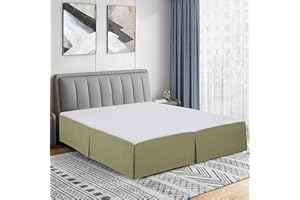 Cathay Home Double Brushed Microfiber Pleated Easy Fit Bed Skirt, Ultra Soft, Fade and Wrinkle Resistant - Sage, King