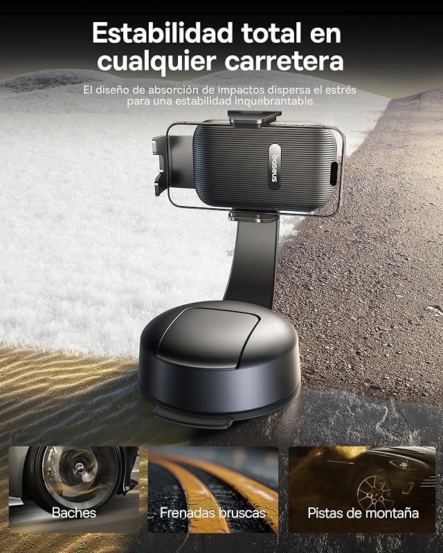 Suporte para telemóvel de ar C03, ventosa para automóvel, suporte universal para tablier e para-brisas, dupla rotação de 360° para iPhone Samsung Todos os smartphones