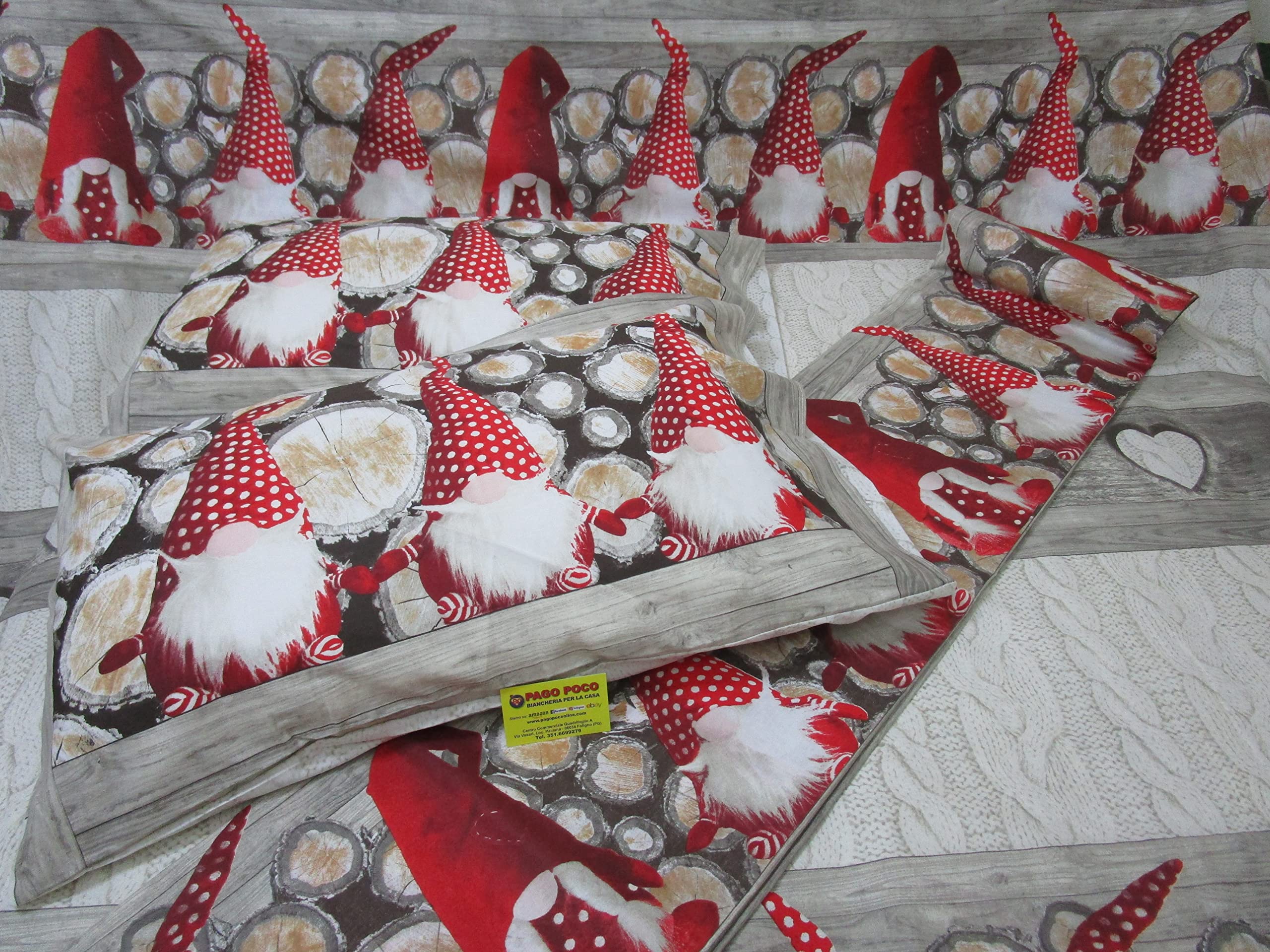 Pago Poco I pay little for a double duvet cover with digital print with a gnome and elf pattern, 100% cotton, sack + 2 pillowcases, new for 2021 !!!!! (Gnome)