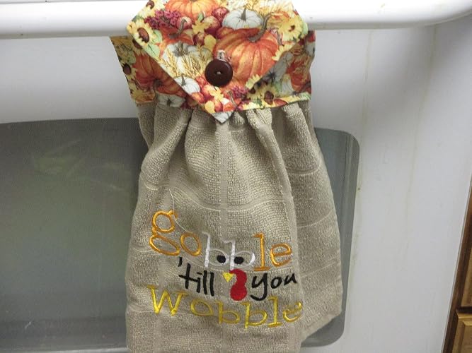 Amazon.com: Thanksgiving Embroidered Hanging Kitchen Towel ...