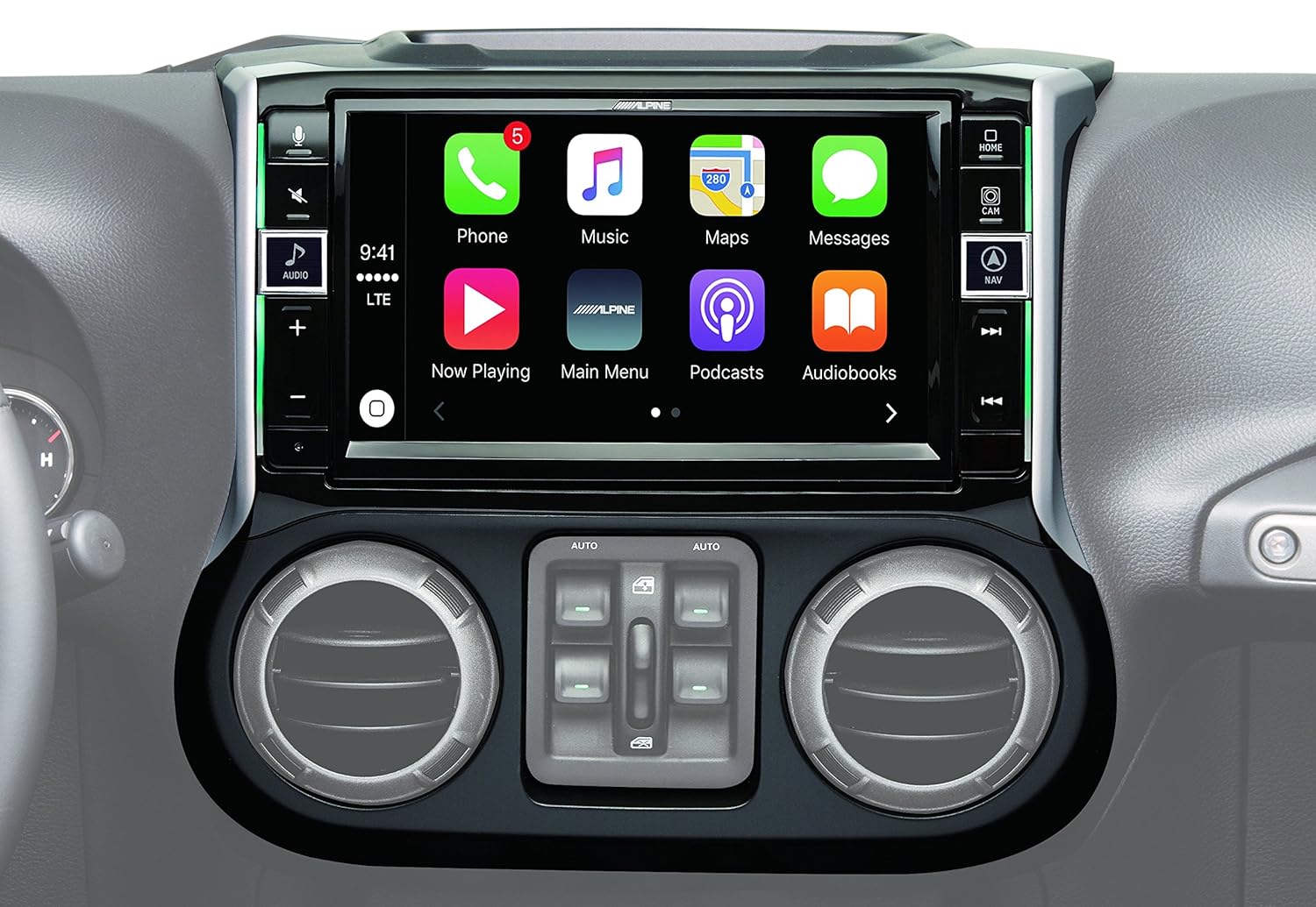 Alpine Electronics i109-WRA 9" Restyle Dash System with Apple CarPlay for Jeep Wranglers