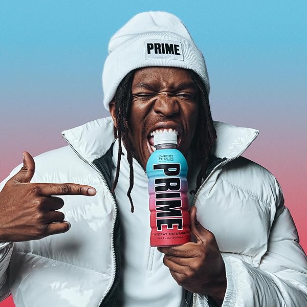 PRIME HYDRATION CHERRY FREEZE, SPORTS DRINKS, ELECTROLYTE ENHANCED FOR REPLENISHING FLUIDS, 250MG BCAAS, B VITAMINS, ANTIOXIDANTS, LOW SUGAR, 16.9 FL OZ, 12 PACK