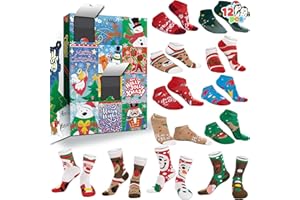 JOYIN 2024 Christmas Advent Calendar, 12 Days Christmas Warm Cotton Socks for Women, Countdown Calendar with 8 Low Cut Socks & 4 Knee High Socks,Christmas Party Favor Gifts, Christmas Socks for Adults