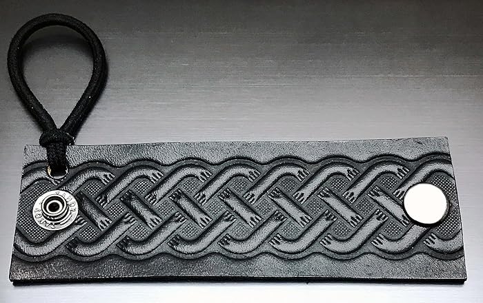 Amazon Com Black Leather Celtic Rounded Long Knot Men S Hair Tie