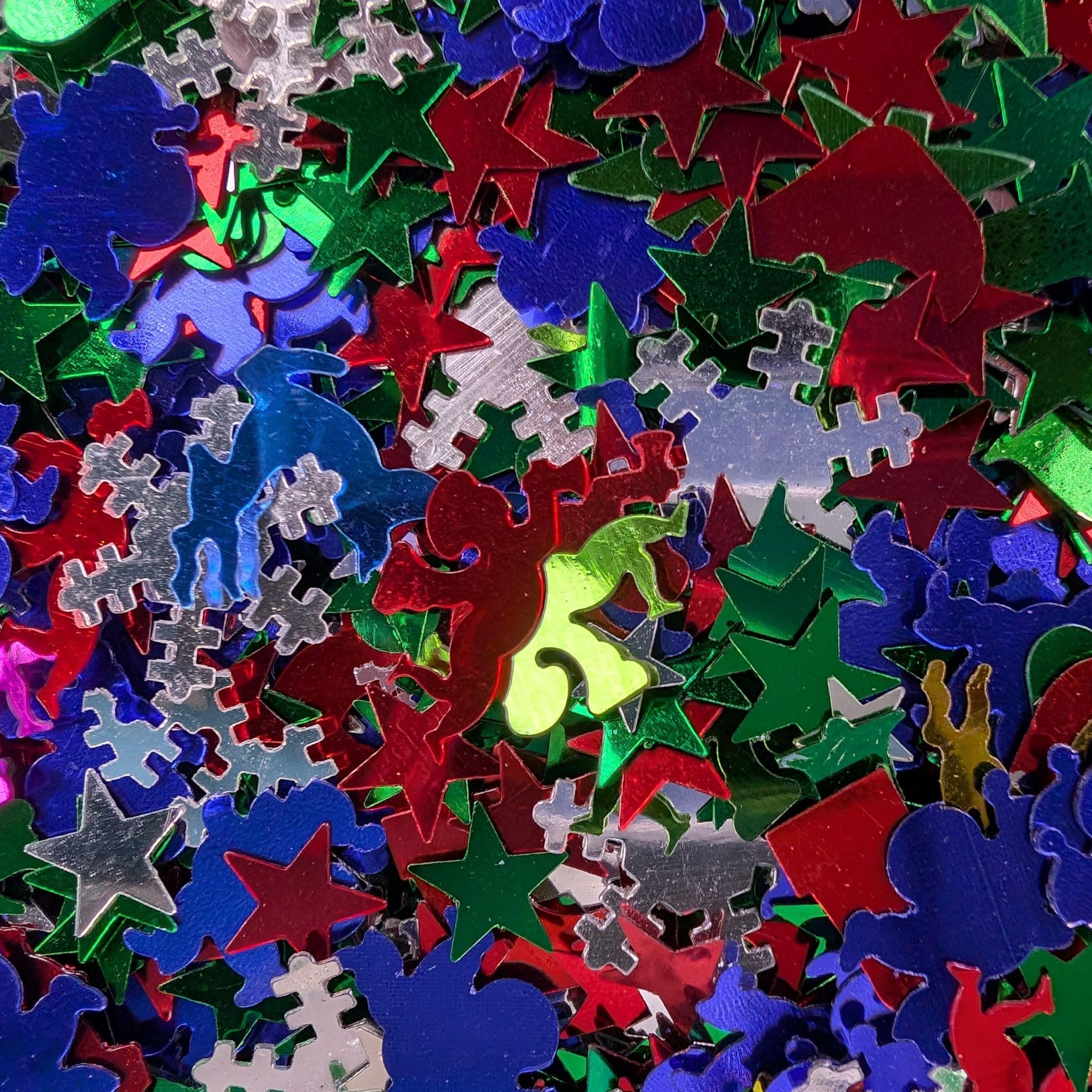 Plastic Christmas Sequins Fun Shapes 100g For Crafts, Festive Plastic Confetti For Arts & Crafts Table Decoration Spangles