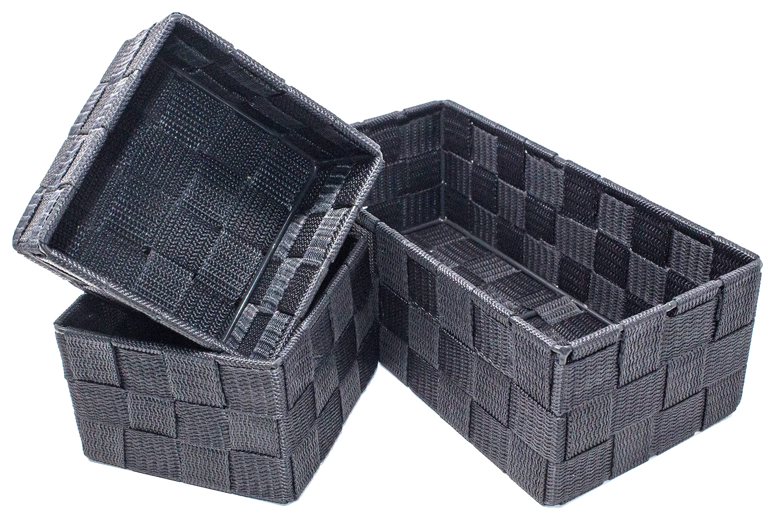Storage Baskets, 3 Pack, Grey, Storage Baskets Sets, Woven Boxes for Home, Kitchens, Offices, Cupboards, Bathrooms, Shelves, Boxes