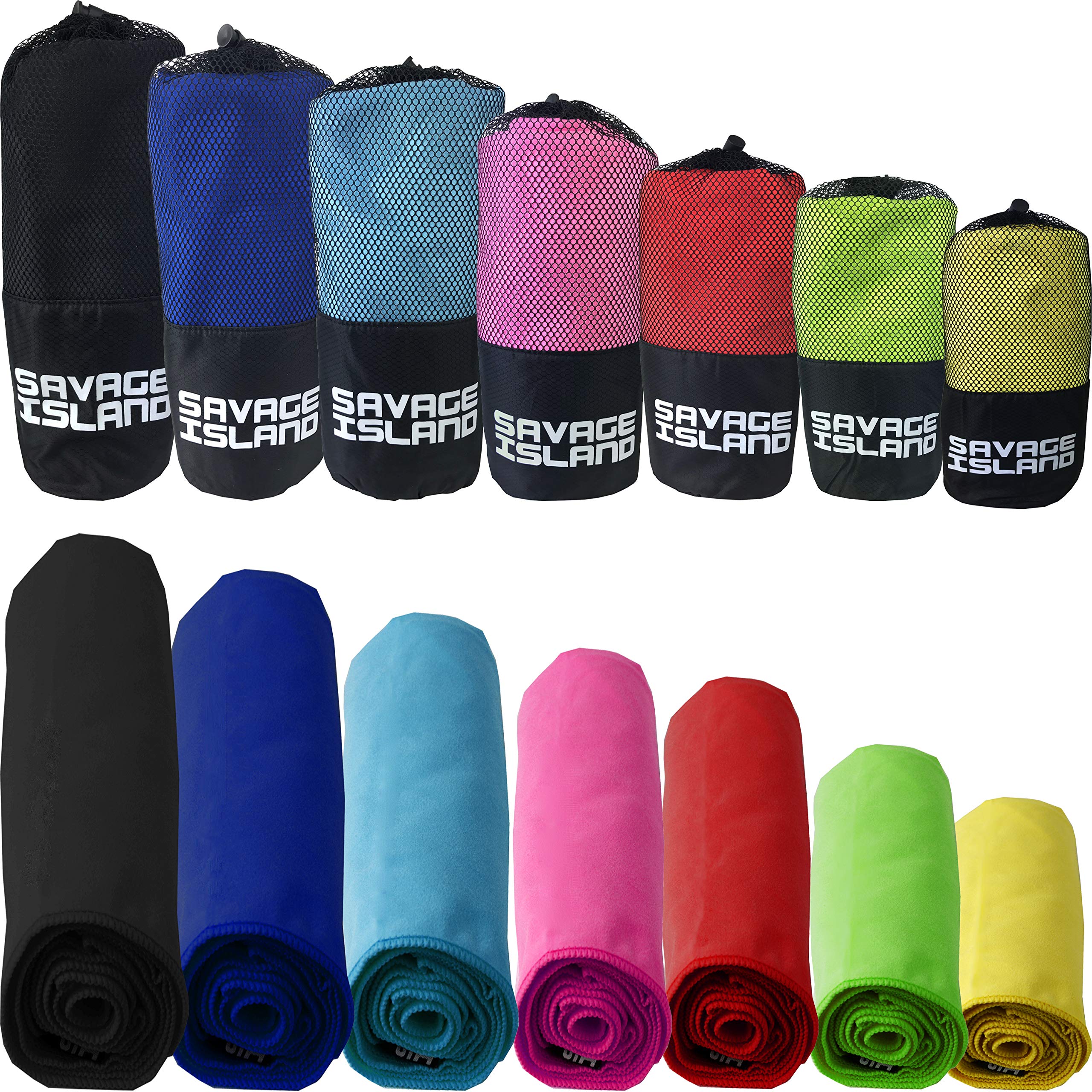 Savage Island Microfibre Towel Quick Dry Gym Towel with Travel Bag - Small, Lightweight & Ultra Absorbent - Microfibre Travel Towel, Beach Towel, Micro Towel, Sports Towel…
