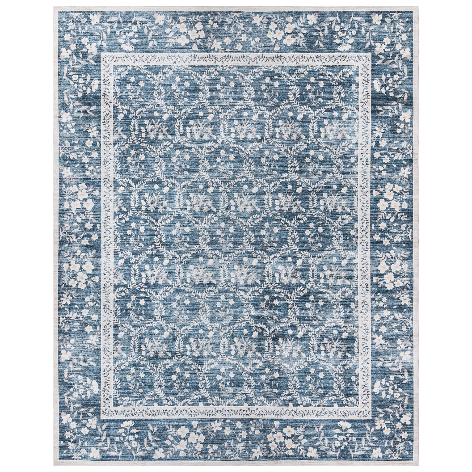 Gertmenian Indoor Boho Area Rug | Home Decor for Entryway, Bedroom, Living Room, Office, Kitchen | Non Slip, Soft, Printed Accent Rugs | Vela, Navy, 6×9 Medium, 24618