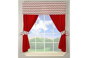 Baby Doll Bedding Chevron Window Valance and Curtain Set, Red
