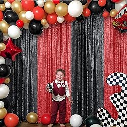 Sugargirl Red Sequin Backdrop Curtain 2 Panels