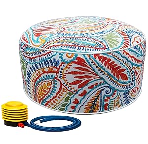 Kozyard Inflatable Stool Ottoman Used for Indoor or Outdoor, Kids or Adults, Camping or Home (Exciting Pattern)