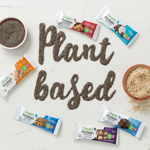 ORGAIN ORGANIC VEGAN PROTEIN BARS, CHOCOLATE CHIP COOKIE DOUGH – 10G PLANT BASED PROTEIN, LOW CALORIE HEALTHY SNACKS, NO LACTOSE OR SOY INGREDIENTS, GLUTEN FREE, NON-GMO – 1.41 OZ (PACK OF 12)