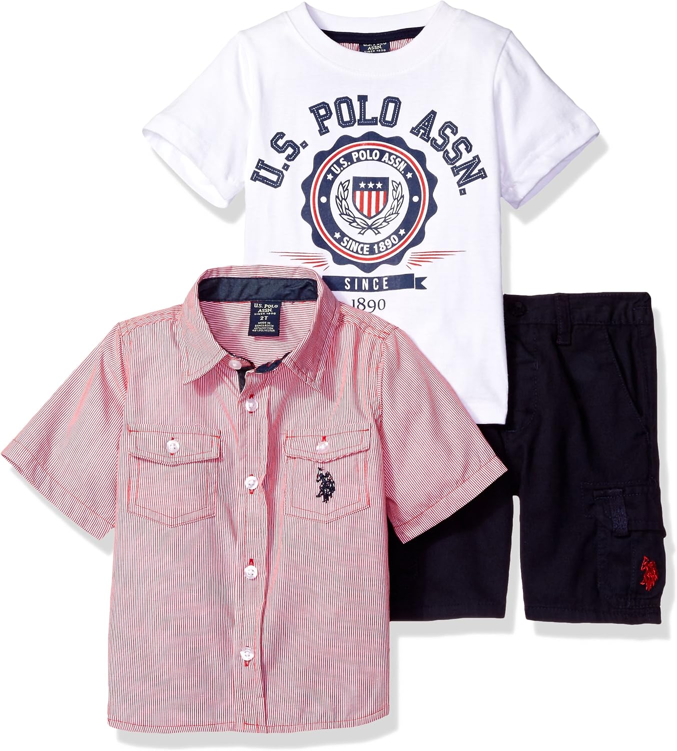 Amazon U S Polo Assn Boys Little Sleeve Sport T Shirt And Twill Short Set Plaid 4T 