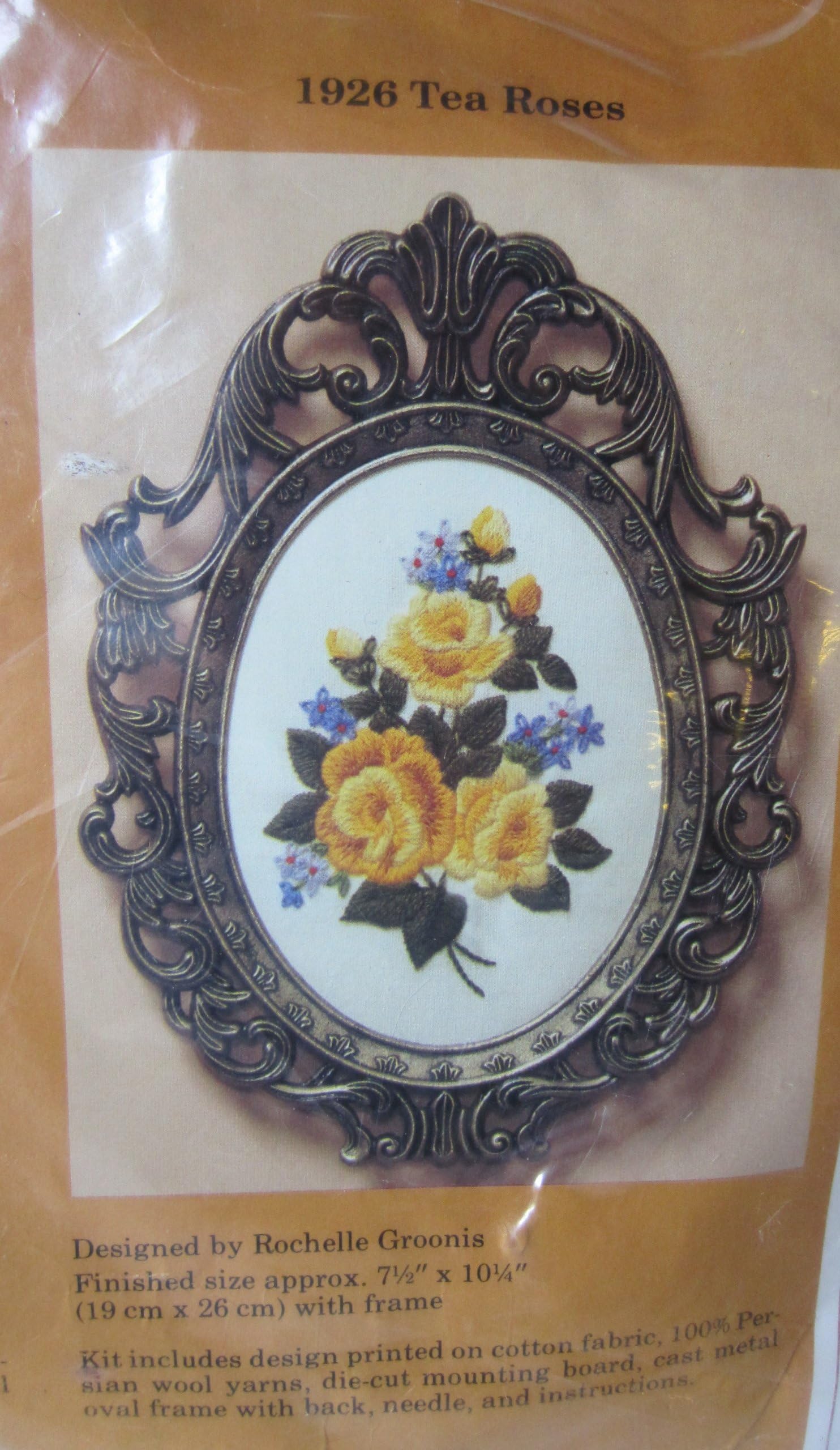 Tea Roses - 1983 Creative Circle Cross Stitch Kit with Frame No. 1926
