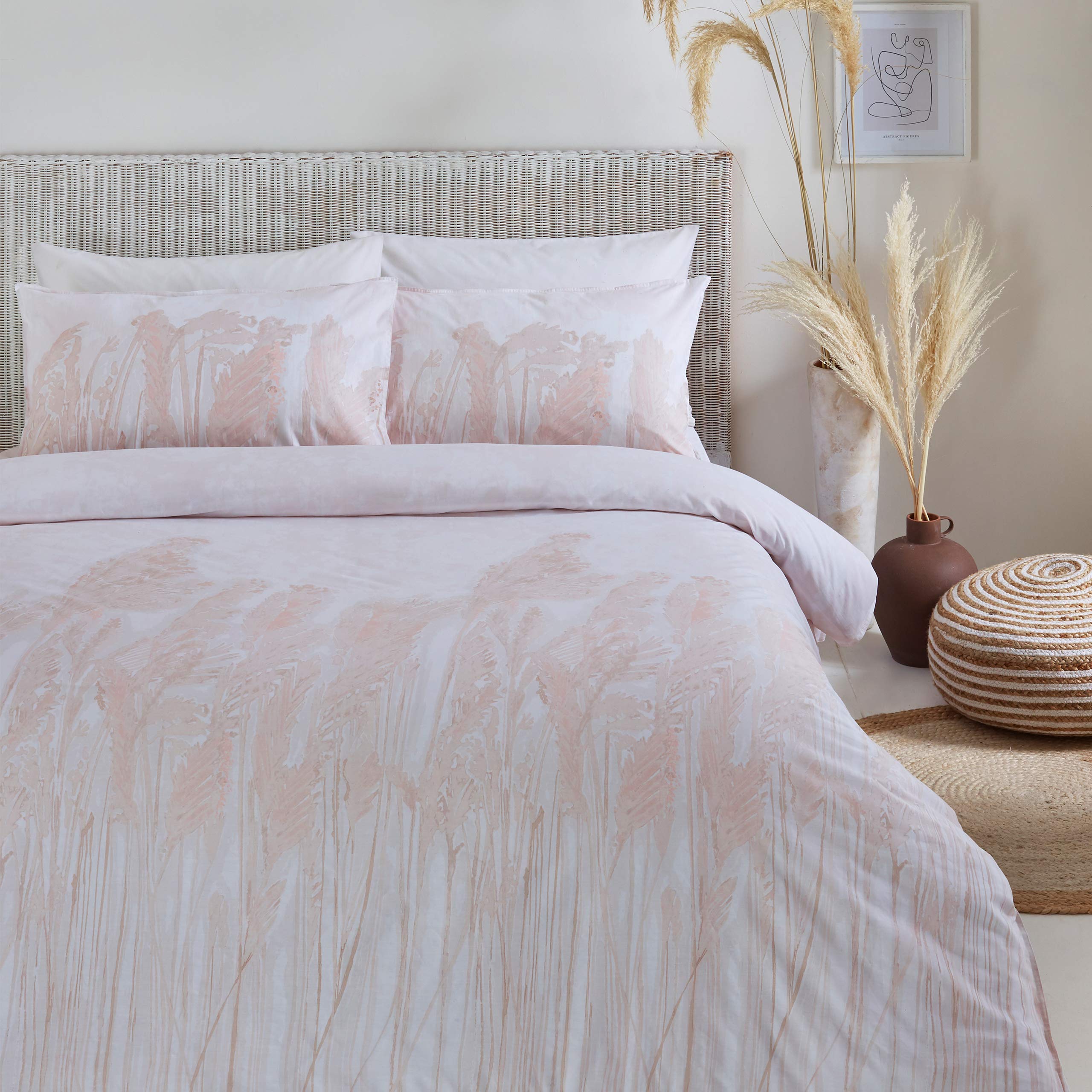 furn. Pampas Duvet Cover and Pillowcase Set, Blush, King