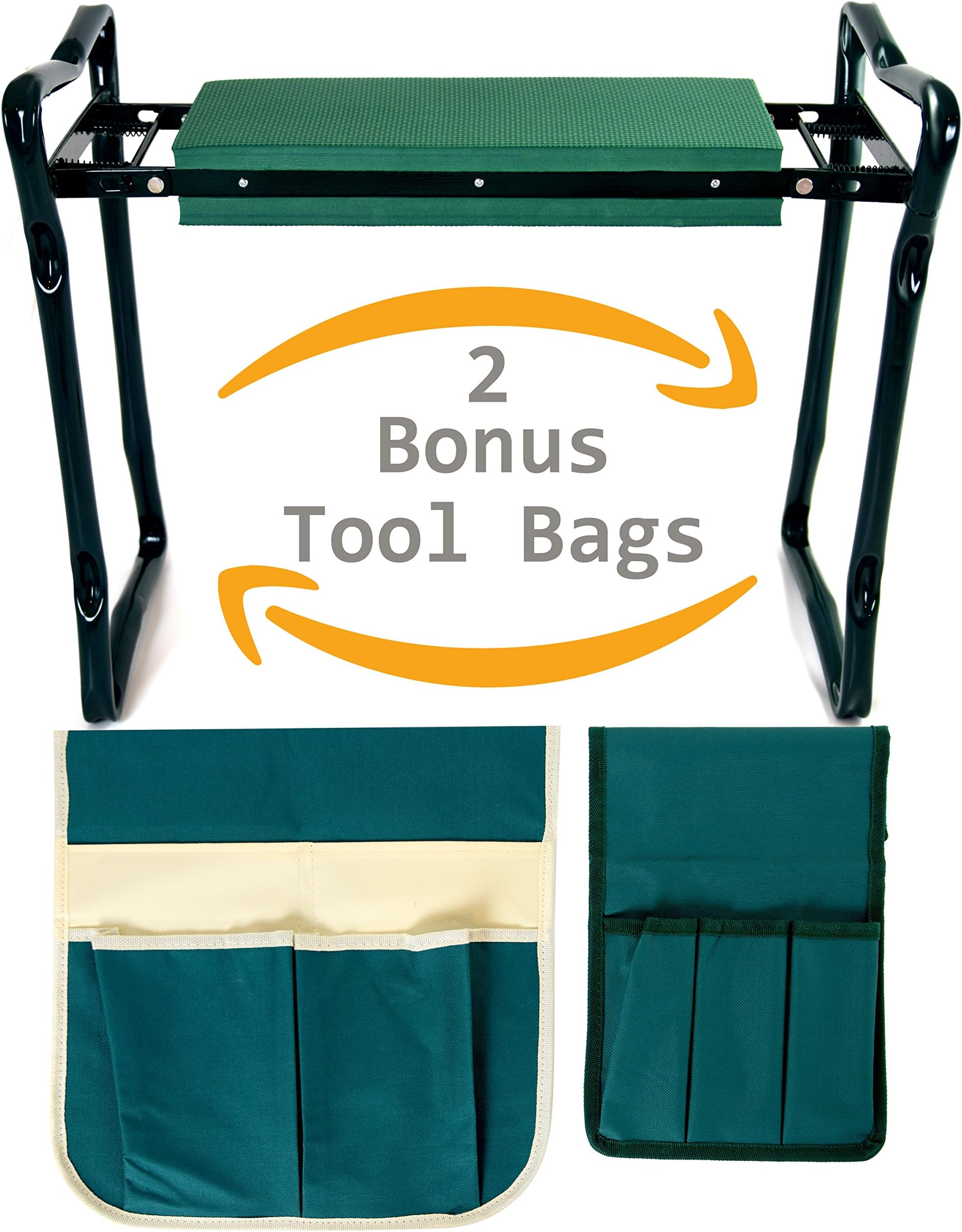 Garden Kneeler with 2 Tool Pouch for Stooping, Kneeling for Garden Work or Housework, Foldable Bench Seat Kneeler (Green)